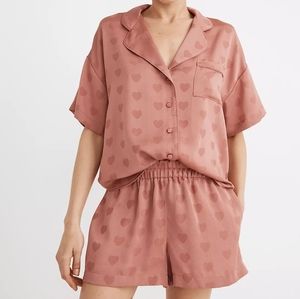 RARE Madewell Heart Jacquard Oversized Pajama Set